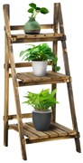 Outsunny Suporte para Plantas de 3 Níveis Dobrável para Interior e Exterior 40x37x93 cm Madeira