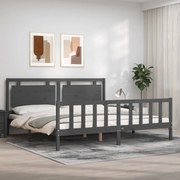 vidaXL Estrutura de cama com cabeceira 200x200 cm madeira maciça cinza