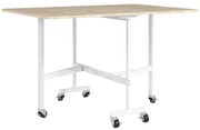 HOMCOM Mesa Dobrável de Cozinha para 4-6 Pessoas Mesa de Sala de Jantar Dobrável com Rodas e Laterais Dobráveis 120x80x73 cm Madeira | Aosom Portugal