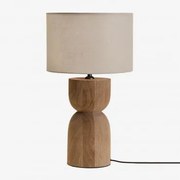 Luminária De Mesa Diniz Em Madeira De Manga ↑30 Cm & Cinzento Taupe Claro Ø30 Cm - ↑25 Cm Arlina - Sklum