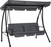 Outsunny Balanço de Jardim Conversível 3 Lugares Teto inclinável Colchão incluído 2L x 1,25l x 1,7H m metal | Aosom Portugal