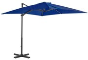 vidaXL Guarda-sol cantilever com poste alumínio 250x250 cm azul ciano