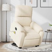 vidaXL Poltrona massagens elétrica elevatória tecido microfibra bege
