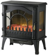 HOMCOM Salamandras Elétricas 1000W/2000W 6820BTU com Temperatura e Brilho Ajustável para Ambientes 15-30 m² 55x31x58 cm Preto | Aosom Portugal