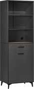 HOMCOM Armário de Cozinha Alto Design Industrial Cinza Aspeto 60x42x180 cm Cinza | Aosom Portugal