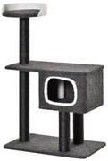 PawHut Árvore para Gatos Torre de Escalada para Gato com Caverna Várias Plataformas e Postes Arranhadores de Sisal Natural Centro de Atividades 70x41x112cm Cinza Escuro