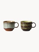 Canecas artesanais com vidrado reativo 70's, conjunto de 2