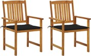 vidaXL Cadeiras de jardim com almofadões 2 pcs acácia maciça