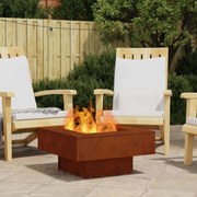 vidaXL Fire Pit Castanho 60 x 60 x 30 cm Aço resistente às intempéries