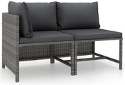 vidaXL 2 pcs conjunto sofás de jardim c/ almofadões vime PE cinzento