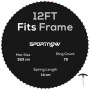 SPORTNOW Tapete Substituição Trampolim Redondo Ø323 cm Alta Qualidade Anti-UV Resistência Longa Duração 12 Pés Preto Durável | Aosom Portugal