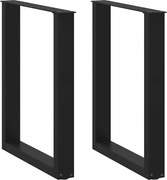 vidaXL Pés de mesa de jantar em forma de U, 2 peças, preto, 60x(72-73) cm, aço