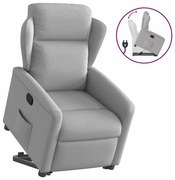 vidaXL Poltrona reclinável elevatória tecido cinzento-nublado