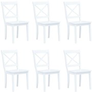 vidaXL Cadeiras de jantar 6 pcs seringueira maciça branco