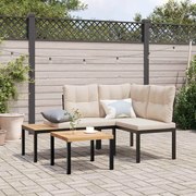 vidaXL Bancos de jardim com almofadões 2 pcs aço revestido a pó preto