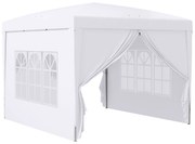 Outsunny Tenda de Jardim com Paredes Laterais Amovíveis Janelas Porta com Zíper e Bolsa de Transporte 295x295x196-258 cm Branco | AOSOM Portugal