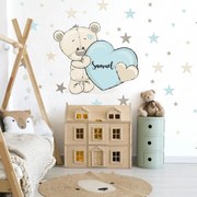 Vinil decorativo infantil - Ursinho de pelúcia com coração e nome