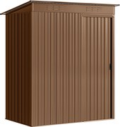 Outsunny Casinha de Jardim em Metal com Entradas de Ar e Porta Deslizante, 159x106x181 cm, Castanho | Aosom Portugal