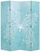 vidaXL Biombo dobrável com estampa de borboleta azul 160x170 cm