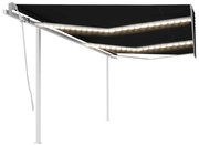 vidaXL Toldo retrátil manual com LED 6x3 m antracite