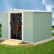 Abrigo Jardim com porta deslizante e telhado de duas águas galvanizado com ventilação 205 x 257 x 175,5 cm Verde claro