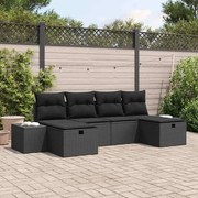 vidaXL Sofá de Jardim Modular de 6 Peças com Almofadas Pretas em Polipropileno
