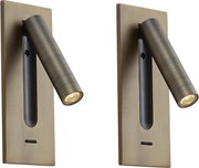 Conjunto de 2 candeeiros de parede modernos bronze escuro com LED incluído - Plaza