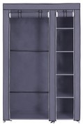 SONGMICS Guarda-roupa portátil, armário dobrável, organizador de roupas com trilho para pendurar, prateleiras, capa de tecido, para quarto, vestiário, 110 x 45 x 175 cm, cinza LSF007G