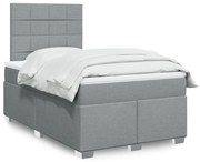 Cama boxspring com colchão 120x190 cm tecido cinzento-claro