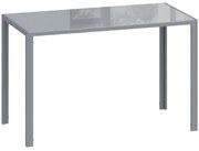 HOMCOM Mesa de Refeição de Cristal Mesa Retangular para 4-6 pessoas com Pés de Metal Multifuncional 120x60x75 cm Cinza | Aosom Portugal