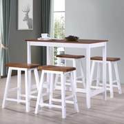 vidaXL Conjunto mesa e bancos de bar 5 pcs madeira maciça