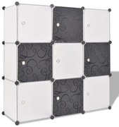 vidaXL Cubos de arrumação com 9 compartimentos preto e branco