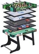 HOMCOM Mesa de Jogos 6 em 1 Dobrável Bilhar Matraquilho Ping Pong Lançamento de Anéis Hóquei com Bastão e Hóquei com Discos 118x104x71cm Multicor | Aosom Portugal