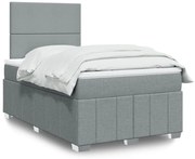 vidaXL Cama boxspring com colchão 120x190 cm tecido cinzento-claro