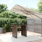 vidaXL Mesa de bar com tampo de vidro 105x80x110 cm vime PE castanho