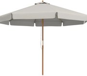 Outsunny Chapéu de Sol de Jardim Ø325x250 cm Chapéu de Sol de Madeira com Sistema de Polea Teto com Ventilação  Cinzento Claro