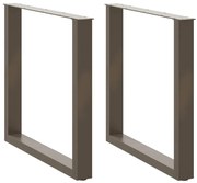 Pés para mesa de jantar em formato de U, 2 peças, aço natural, 80x(72-