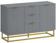 HOMCOM Aparador Auxiliar Armário de Armazenamento com 3 Gavetas e 2 Armários com Prateleira Ajustável 120x40x76 cm Cinza | Aosom Portugal
