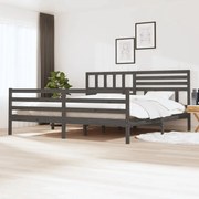 Estrutura de cama super king 180x200 cm madeira maciça cinza