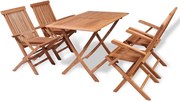 vidaXL 5 pcs conjunto de jantar p/ jardim madeira de teca maciça