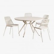 Conjunto De Mesa Redonda De Alumínio Valerie (ø100 Cm) E 4 Cadeiras De Jardim Maeba Tapioca Bege - Sklum