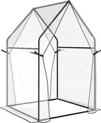 Outsunny Estufa de Jardim com 2 Portas com Fecho de Correr Anti UV para Cultivo de Plantas Flores 90x90x145 cm Transparente | Aosom Portugal