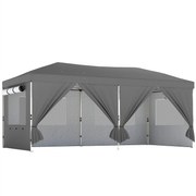 Outsunny Tenda de Jardim 3x6 m Pop Up Tenda Dobrável Regulável em Altura Proteção UV50+ Montagem Fácil Cinza Escuro | Aosom Portugal