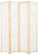 vidaXL Divisória de quarto com 4 painéis 160x170x4 cm tecido cor creme