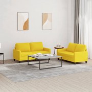 vidaXL 2 pcs conjunto de sofás com almofadões tecido amarelo-claro