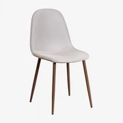 Glamm Estofada Cadeira De Jantar Madeira Escura & Linho Beige Creme & Linho - Sklum