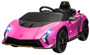 AIYAPLAY Carro Elétrico para Crianças Lamborghini 12V Controlo Remoto Faróis Buzina Arranque Lento e Música MP3 114,5x64x45,5 cm Rosa | Aosom Portugal