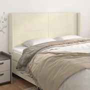 vidaXL Cabeceira cama c/ abas couro artif. 183x16x118/128 cm creme