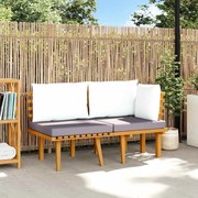 vidaXL 2 pcs conjunto lounge de jardim c/ almofadões acácia maciça