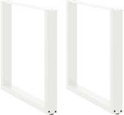 vidaXL Pés de mesa de jantar em forma de U, 2 peças, branco, 90x (72-73) cm, aço